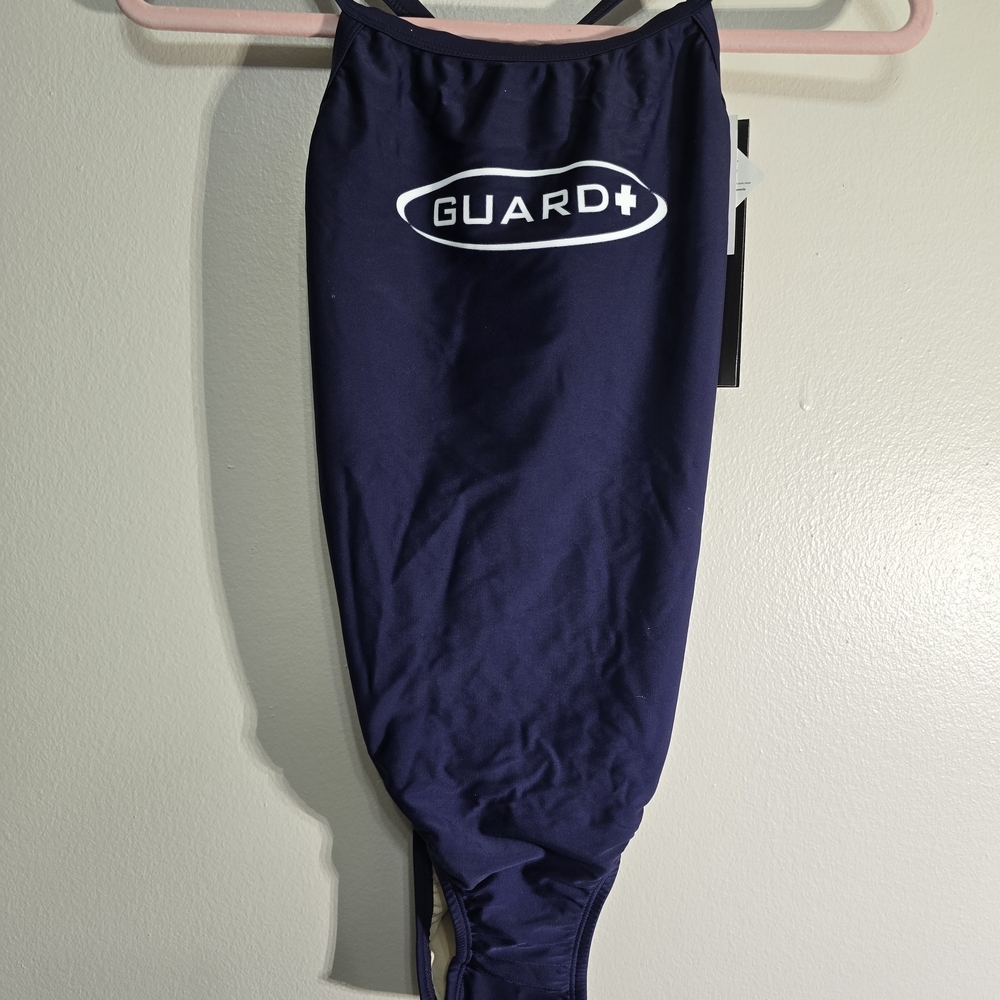 TYR Purple One-Piece Swimsuit with White Tag Detail